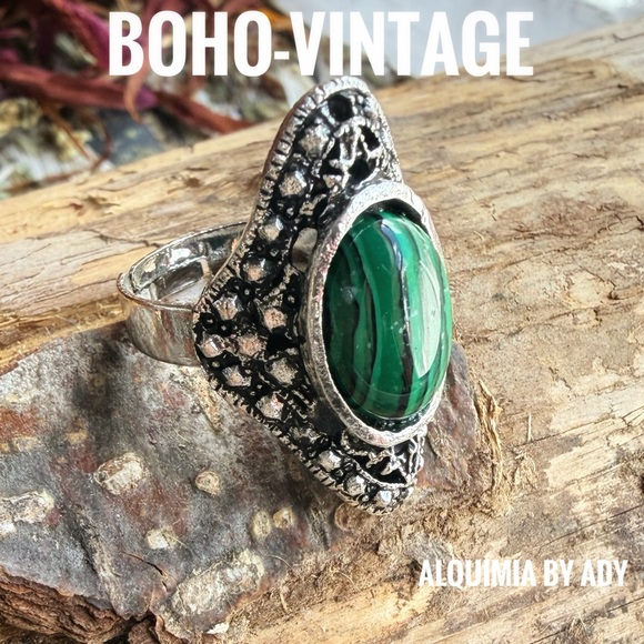 Malachite long earrings - Picture 7 of 9